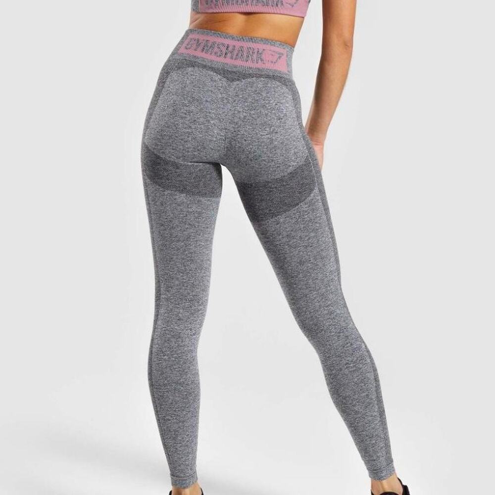 Gymshark Flex Charcoal Marl/Pink seamless contour high waisted leggings small